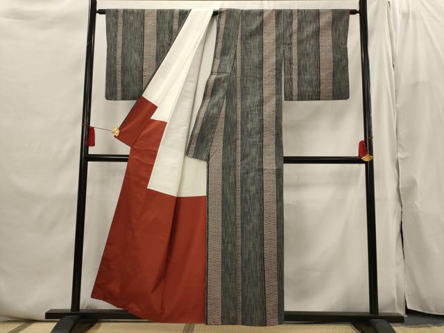 平和屋着物■上質な紬 間道 正絹 逸品 AABI6474st