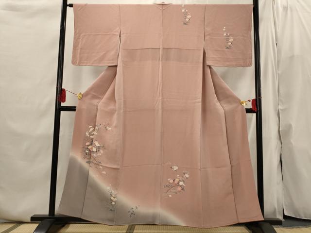 平和屋着物■訪問着 草花文 暈し染め 鬼しぼ縮緬 正絹 逸品 AABI6477st