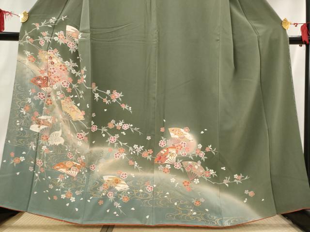 平和屋着物■訪問着 扇花文 暈し染め 金彩 正絹 逸品 AABI6478st