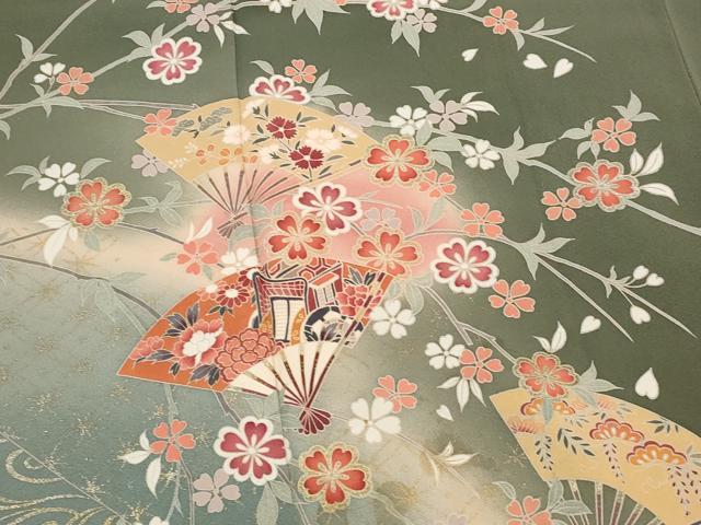 平和屋着物■訪問着 扇花文 暈し染め 金彩 正絹 逸品 AABI6478st