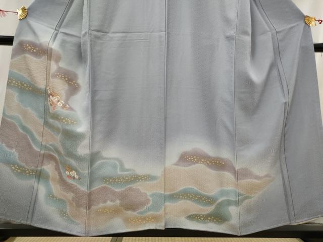 平和屋着物■中国三大刺繍 相良刺繍 訪問着 流水花文 暈し染め 金糸 金彩 正絹 逸品 未使用 AABI6490st