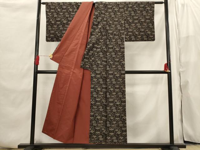 平和屋着物■上質な紬 松竹梅七宝文 正絹 逸品 AABI6509st