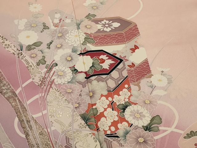 平和屋着物■訪問着 貝桶花文 暈し染め 金彩 正絹 逸品 AABI6511st