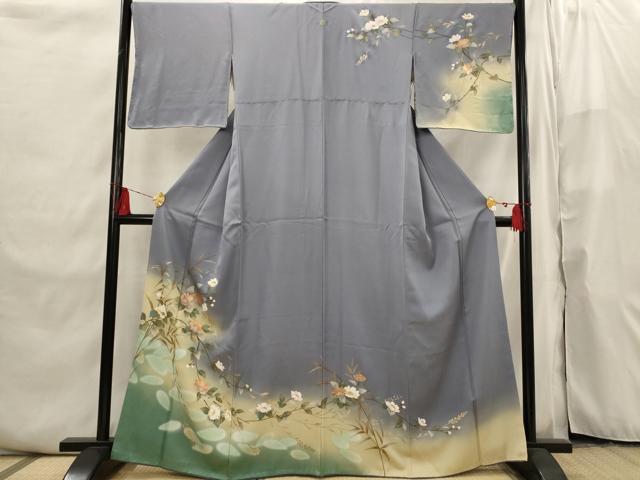 平和屋着物■訪問着 草花文 暈し染め 金銀彩 正絹 逸品 AABI6512st