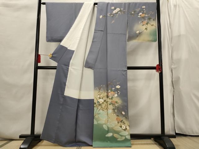 平和屋着物■訪問着 草花文 暈し染め 金銀彩 正絹 逸品 AABI6512st