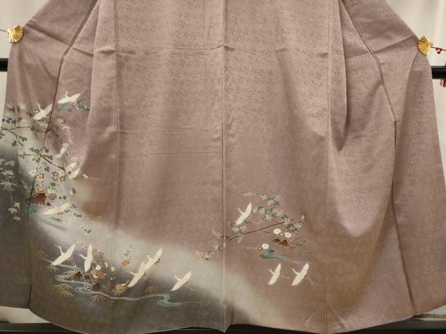 平和屋着物■訪問着 流水飛鶴花文 暈し染め 銀彩 正絹 逸品 AABI6513st