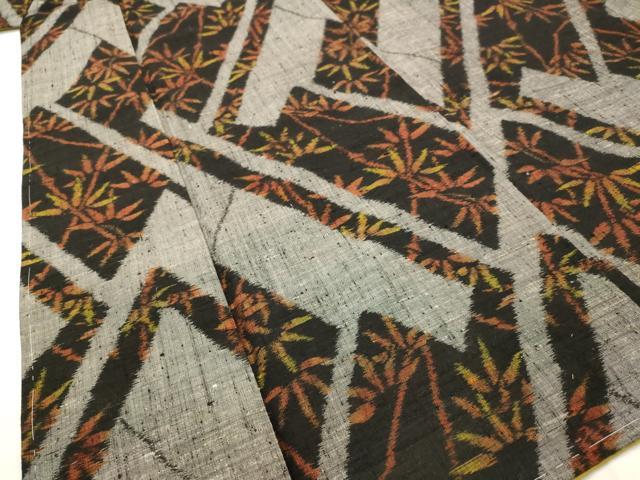 平和屋着物■上質な紬 笹竹文 黒地 正絹 逸品 未使用 AABI6525st