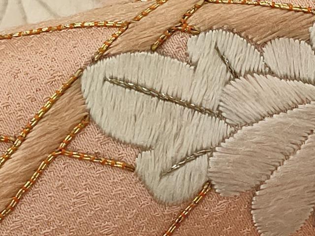 平和屋着物■訪問着 駒刺繍 草花文 銀糸 正絹 逸品 AABI6529st