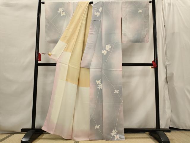 平和屋着物■上質な小紋 舞花文 暈し染め 正絹 逸品 未使用 AABI6535st