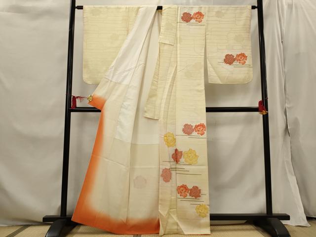 平和屋着物■訪問着 流水花文 暈し染め 金糸 金彩 正絹 逸品 AABI6542st