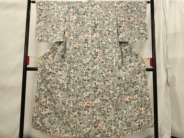 平和屋着物■上質な小紋 型染め 花丸文 暈し染め 正絹 逸品 AABI6559st