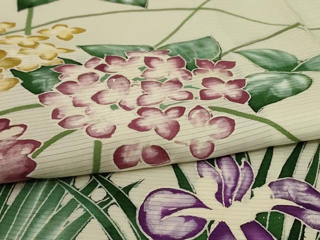 平和屋着物*夏物 訪問着 絽 草花文 暈し染め 正絹 逸品 AABI6568jd