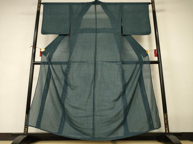 平和屋着物*夏物 紗紬 幾何学文様 正絹 逸品 AABI6570jd