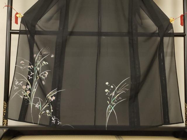平和屋着物*夏物 訪問着 絽 蛍 蛍暈し 金彩 正絹 逸品 AABI6589jd
