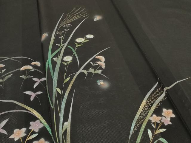 平和屋着物*夏物 訪問着 絽 蛍 蛍暈し 金彩 正絹 逸品 AABI6589jd