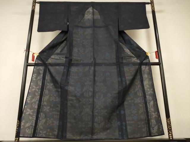 平和屋着物*夏物 小紋 紗 飾花文 正絹 逸品 AABI6594jd