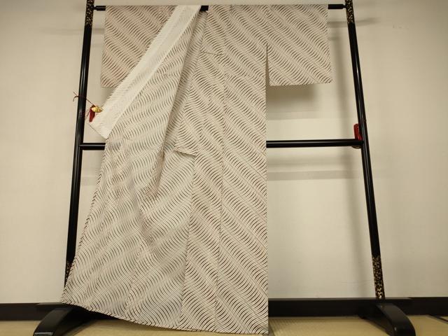 平和屋着物*夏物 小紋 絽 幾何学文様 洗える着物 AABI6595jd