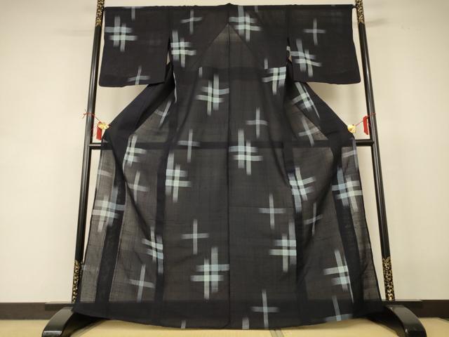平和屋着物*夏物 紗紬 十字絣 正絹 逸品 AABI6608jd