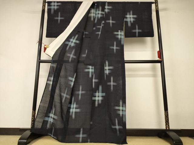平和屋着物*夏物 紗紬 十字絣 正絹 逸品 AABI6608jd
