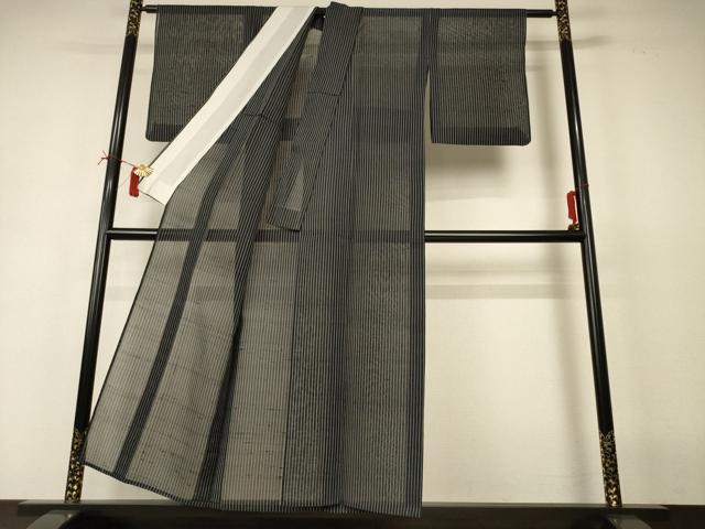 平和屋着物*夏物 紗紬 縞 正絹 逸品 AABI6621jd