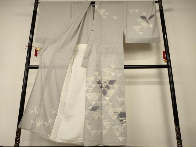平和屋着物*夏物 男性 訪問着 変わり絽 幾何学文様 キングサイズ 正絹 逸品 AABI6626jd