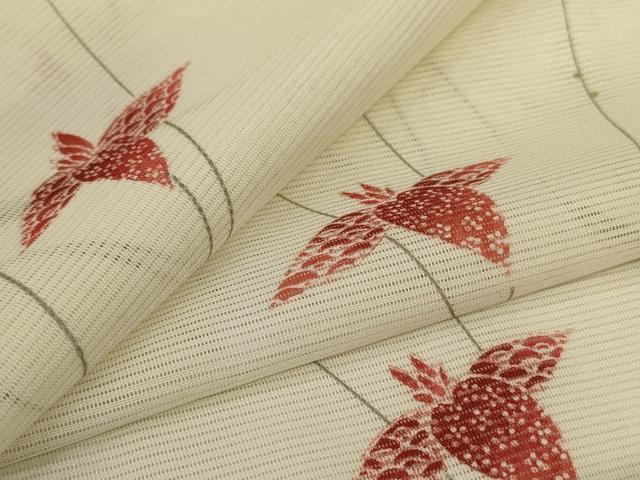 平和屋着物*夏物 小紋 絽 草花文 暈し染め 洗える着物 AABI6630jd
