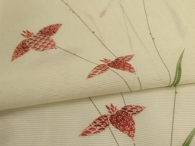 平和屋着物*夏物 小紋 絽 草花文 暈し染め 洗える着物 AABI6630jd