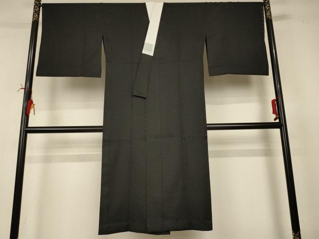 平和屋着物*夏物 長襦袢 市松地紋 黒色 洗える着物 AABL5481ck