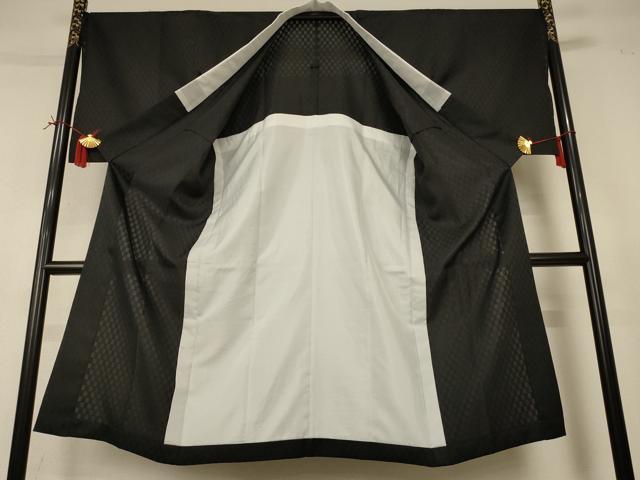 平和屋着物*夏物 長襦袢 市松地紋 黒色 洗える着物 AABL5481ck