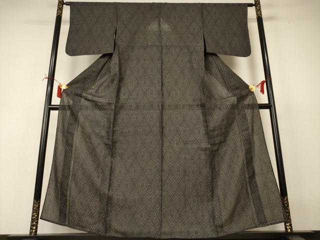 平和屋着物*夏物 石川県指定無形文化財 能登上布 本麻手織上布 幾何学文様 麻 逸品 AABI6638jd