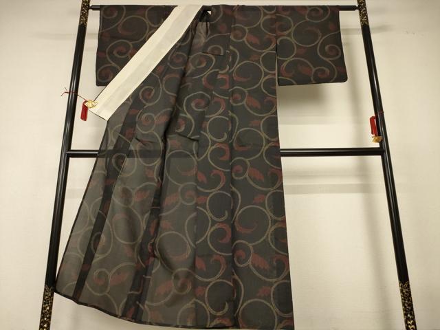 平和屋着物*夏物 本場大島紬 夏大島 唐草文 正絹 逸品 AABI6641jd