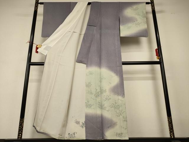 平和屋着物▽訪問着 無双 紗袷 紗×絽 草花文 暈し染め 正絹 逸品 AABI6644jd