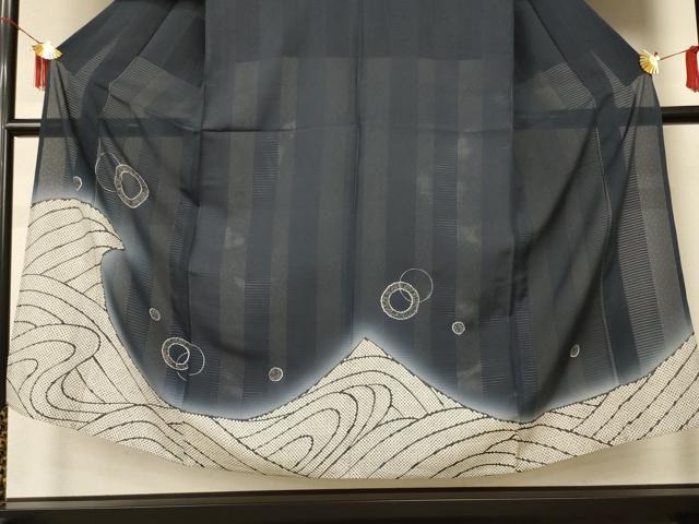 平和屋着物*夏物 男性 訪問着 絽 立波文 キングサイズ 正絹 逸品 AABI6647jd