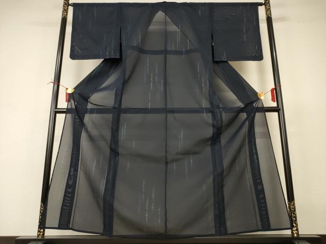 平和屋着物*夏物 小紋 紗 幾何学文様 正絹 逸品 AABI6648jd