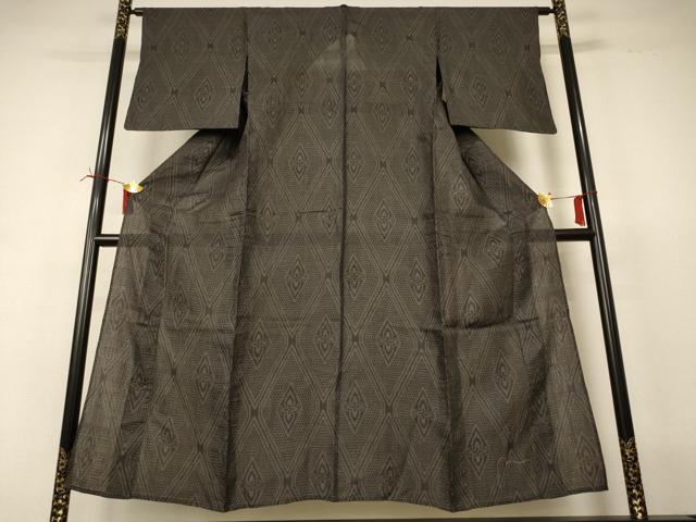 平和屋着物*夏物 石川県指定無形文化財 能登上布 本麻手織上布 花菱文 麻 逸品 AABI6653jd