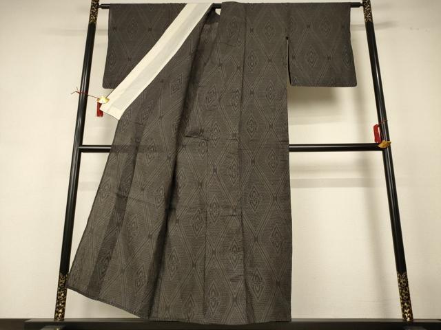 平和屋着物*夏物 石川県指定無形文化財 能登上布 本麻手織上布 花菱文 麻 逸品 AABI6653jd