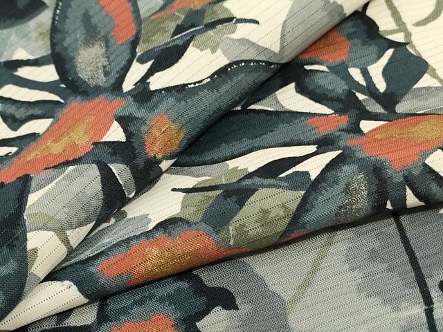 平和屋着物*夏物 小紋 絽 草花文 金銀彩 正絹 逸品 AABI6658jd