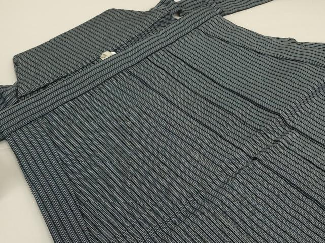 平和屋着物*夏物 男性 馬乗り袴 縞 正絹 逸品 AABI6659jd