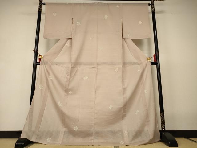 平和屋着物*夏物 小紋 絽 舞花文 ロング丈 正絹 逸品 AABI6665jd