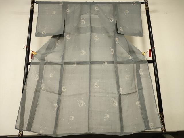 平和屋着物*夏物 絹芭蕉 小紋 雪輪花文 暈し染め やまと誂製 正絹 逸品 未使用 AABI6672jd