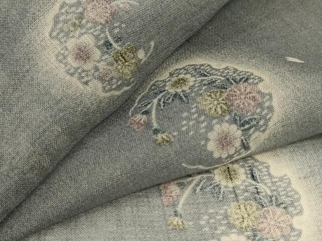 平和屋着物*夏物 絹芭蕉 小紋 雪輪花文 暈し染め やまと誂製 正絹 逸品 未使用 AABI6672jd