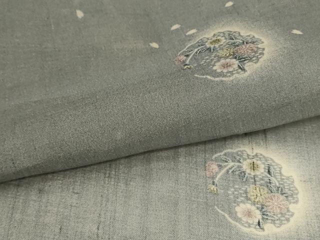 平和屋着物*夏物 絹芭蕉 小紋 雪輪花文 暈し染め やまと誂製 正絹 逸品 未使用 AABI6672jd