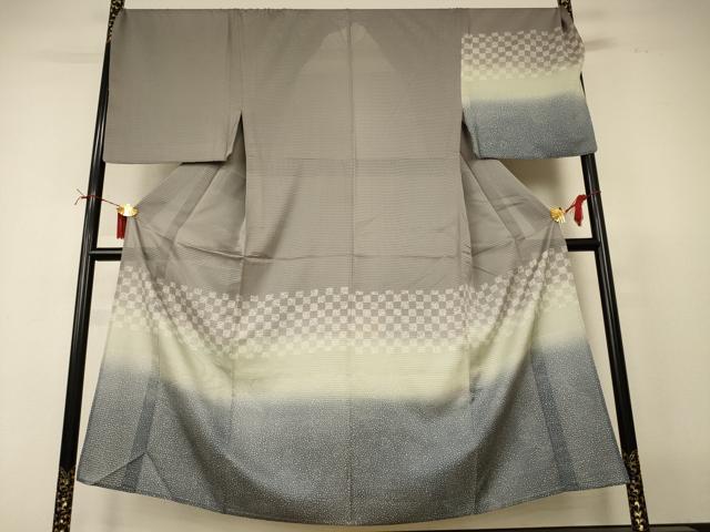 平和屋着物*夏物 男性 訪問着 絽 市松霞文 キングサイズ 正絹 逸品 AABI6681jd