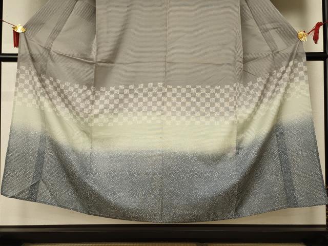 平和屋着物*夏物 男性 訪問着 絽 市松霞文 キングサイズ 正絹 逸品 AABI6681jd