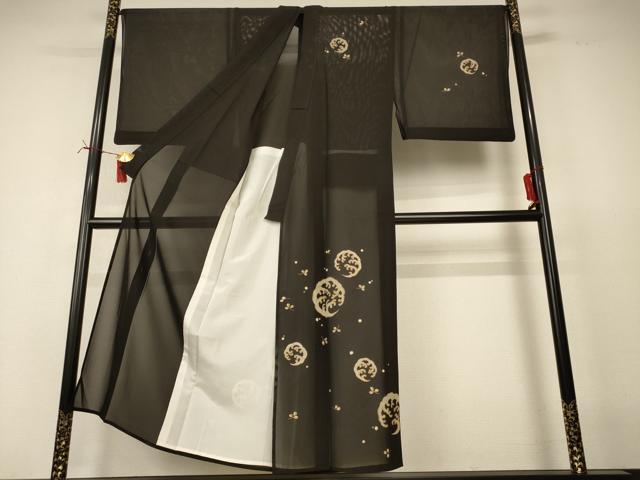 平和屋着物*夏物 男性 訪問着 絽 立波丸文 金彩 キングサイズ 正絹 逸品 AABI6682jd