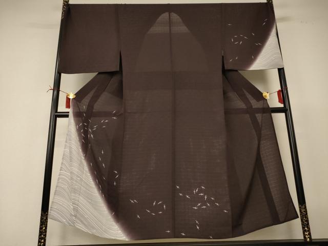平和屋着物*夏物 男性 訪問着 変わり絽 メダカ 暈し染め キングサイズ 正絹 逸品 AABI6687jd