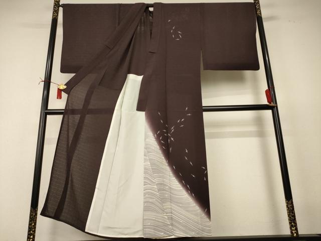 平和屋着物*夏物 男性 訪問着 変わり絽 メダカ 暈し染め キングサイズ 正絹 逸品 AABI6687jd