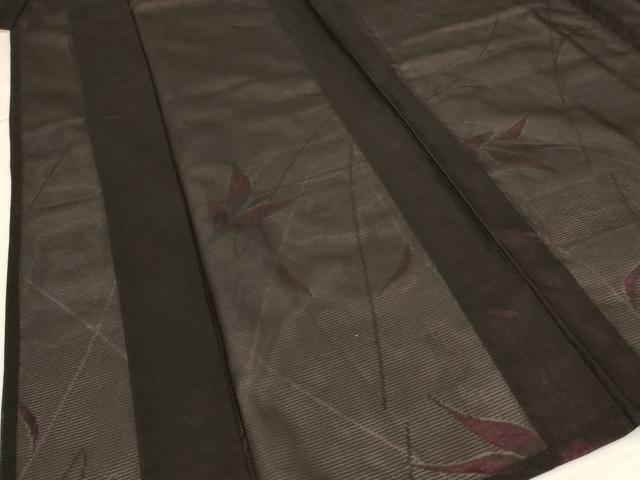 平和屋着物*夏物 小紋 紗 枝葉文 正絹 逸品 AABI6690jd