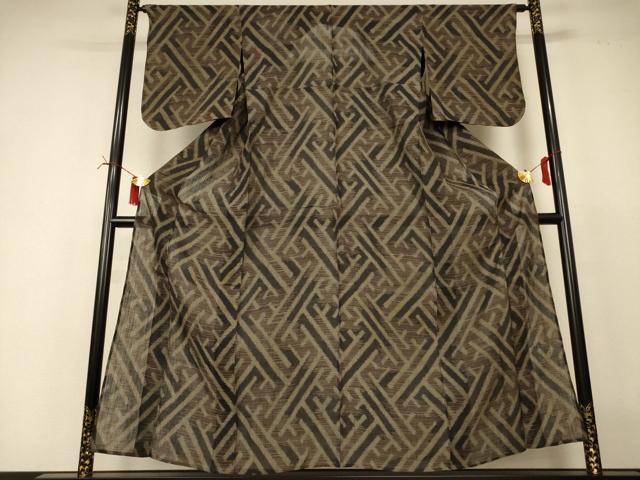 平和屋着物*夏物 小千谷ちぢみ 紗綾形文 銀通し地 麻 逸品 AABI6700jd