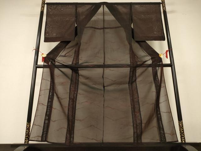 平和屋着物*夏物 小紋 紗 幾何学文様 正絹 逸品 AABI6708jd